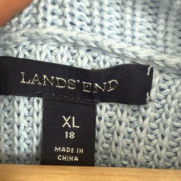 Lands’ End Pastel Blue Cotton Cowl Neck Sweater XL Longline Tunic Raglan Cozy - Picture 7 of 12